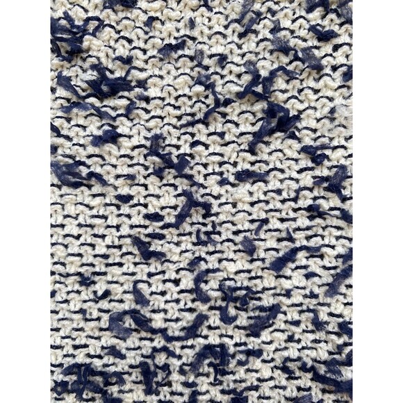 J.Crew Sz M contrast tweed white Navy Open front cropped jacket blazer cardigan - Picture 10 of 12